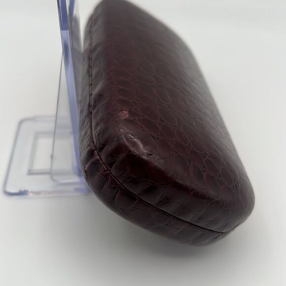 PRIVATE EYES FAUX SNAKESKIN RED BROWN MADE IN ITALY GLASSES CASE - Picture 3 of 7